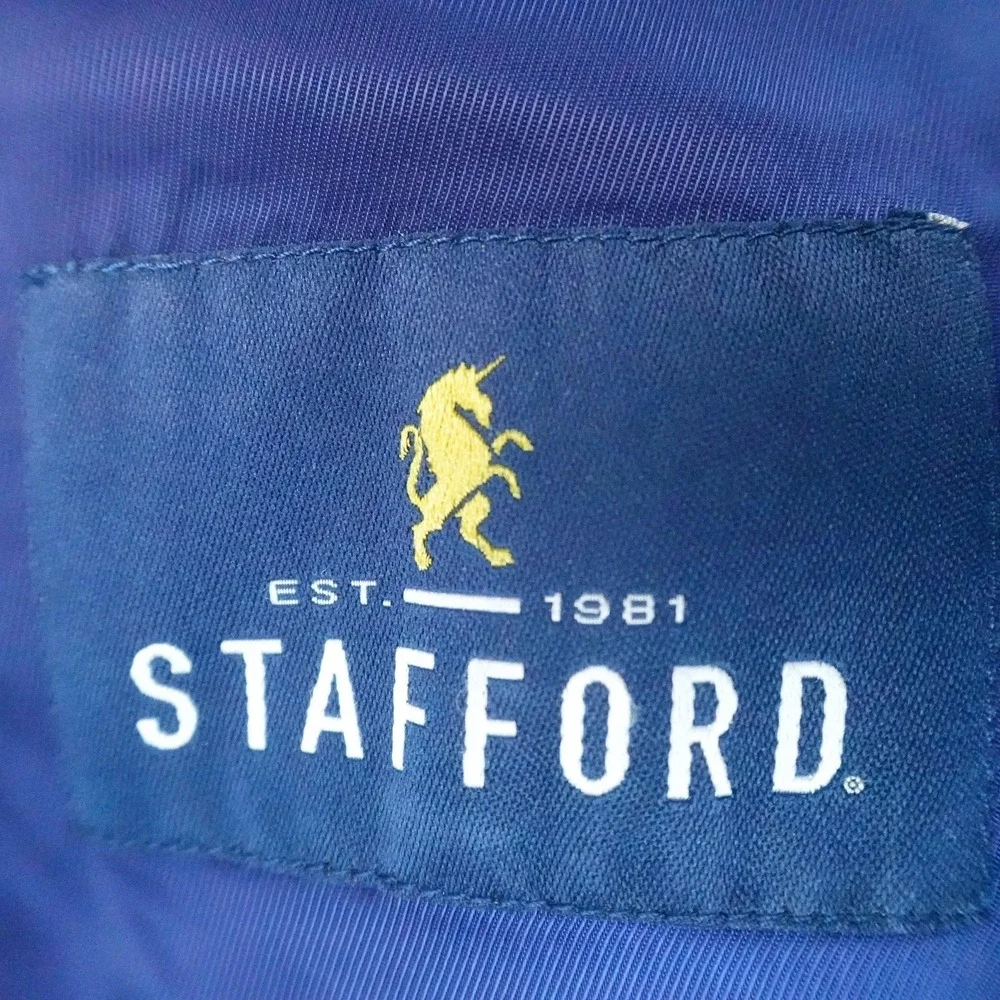 NEW Stafford Blazer Mens 48R Blue Seersucker Unstructured Sport Coat Suit Jacket